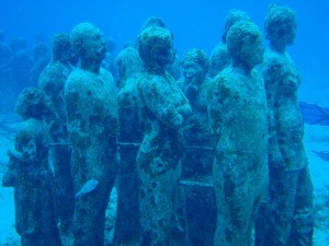 Underwater sculptures in Cancun